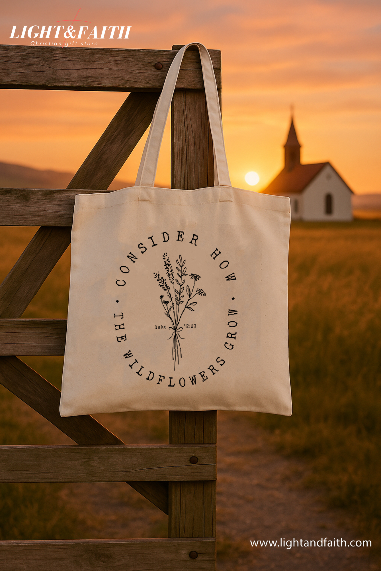 Consider How The Wildflowers Grow Tote Bag – Christian Canvas Tote – Bible Verse Bag – Religious Gift – Eco-Friendly Reusable Tote – Faith-Based Accessory TBLAF12